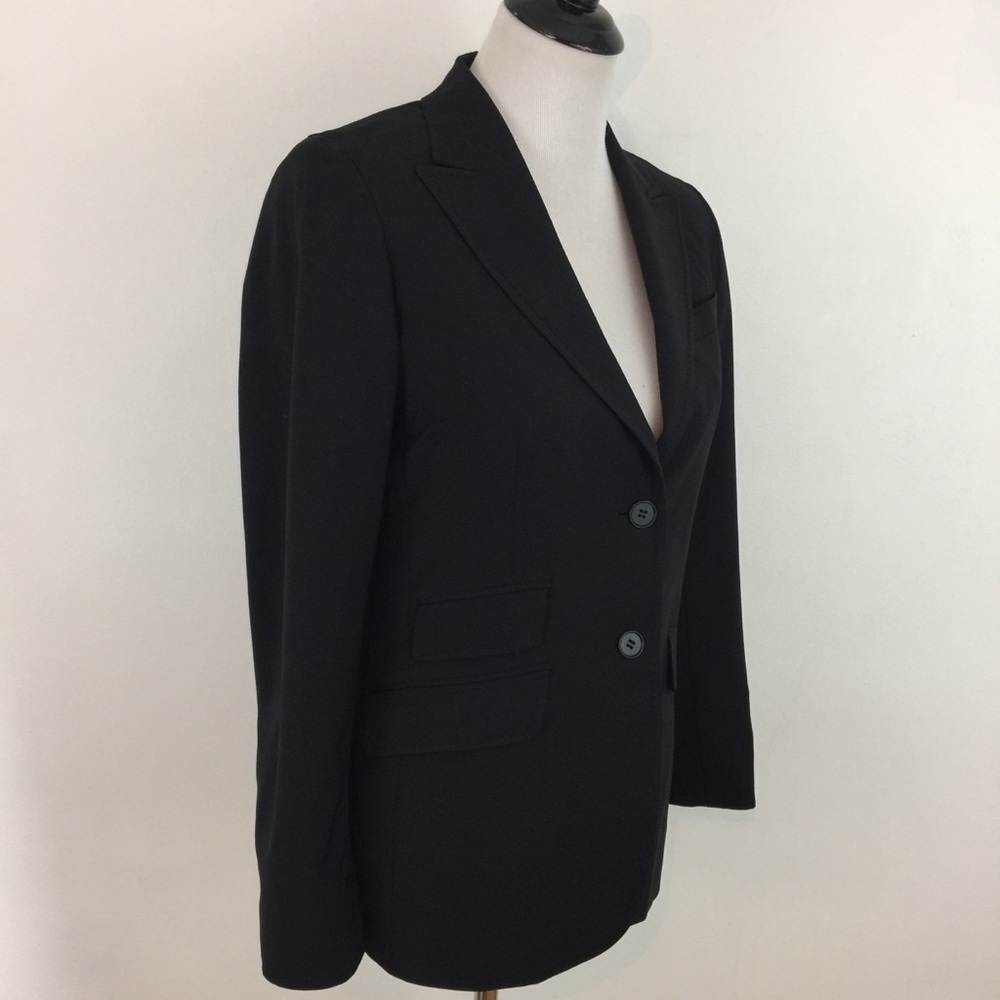 Talbots Jacket Blazer Black Lined Wool Blend Sz 6 - image 2